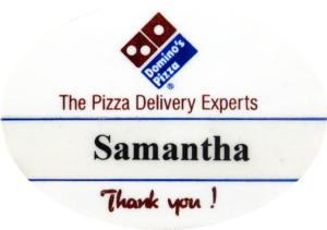 PLACA ID PLASTICA DOMINO'S