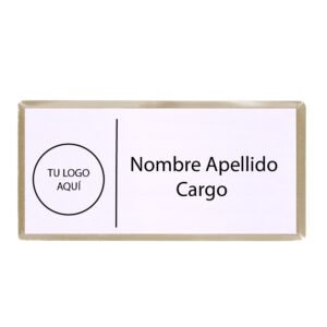 Piocha Metálica Rectangular XL Gold/Blanco 37x75mm