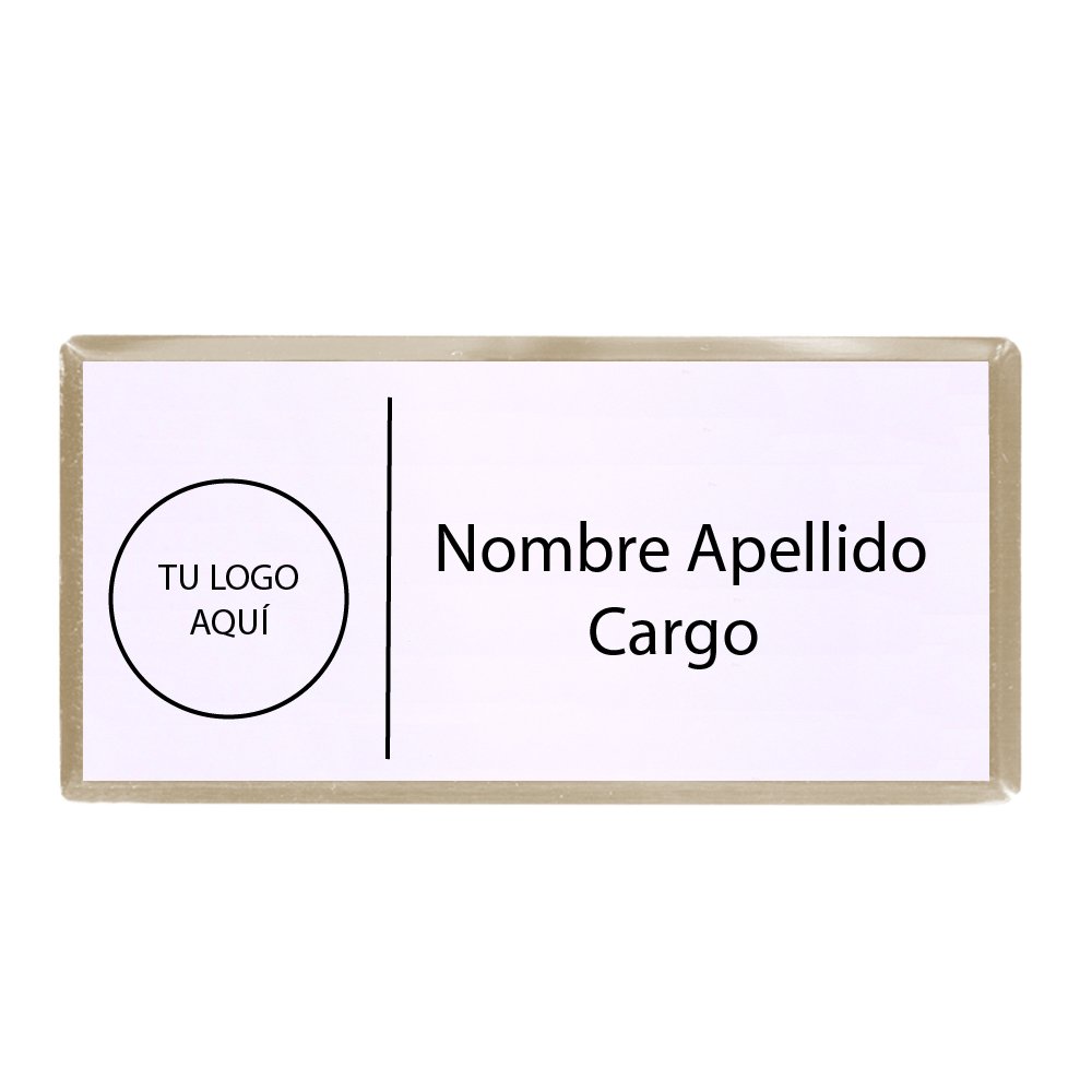 Piocha Metálica Rectangular XL Gold/Blanco 37x75mm